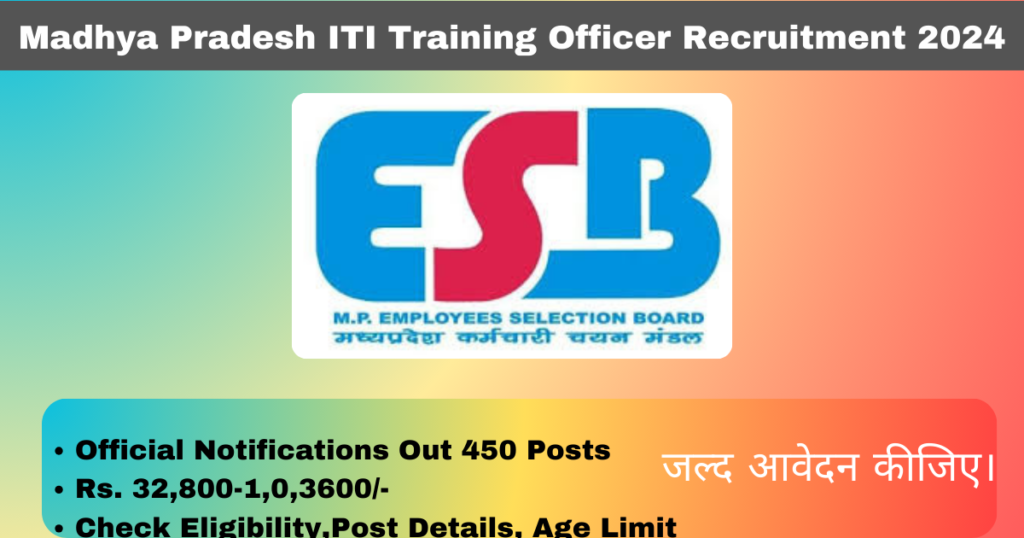 Madhya Pradesh ITI Training Officer Recruitment 2024 Apply Salary Age Last Date Check